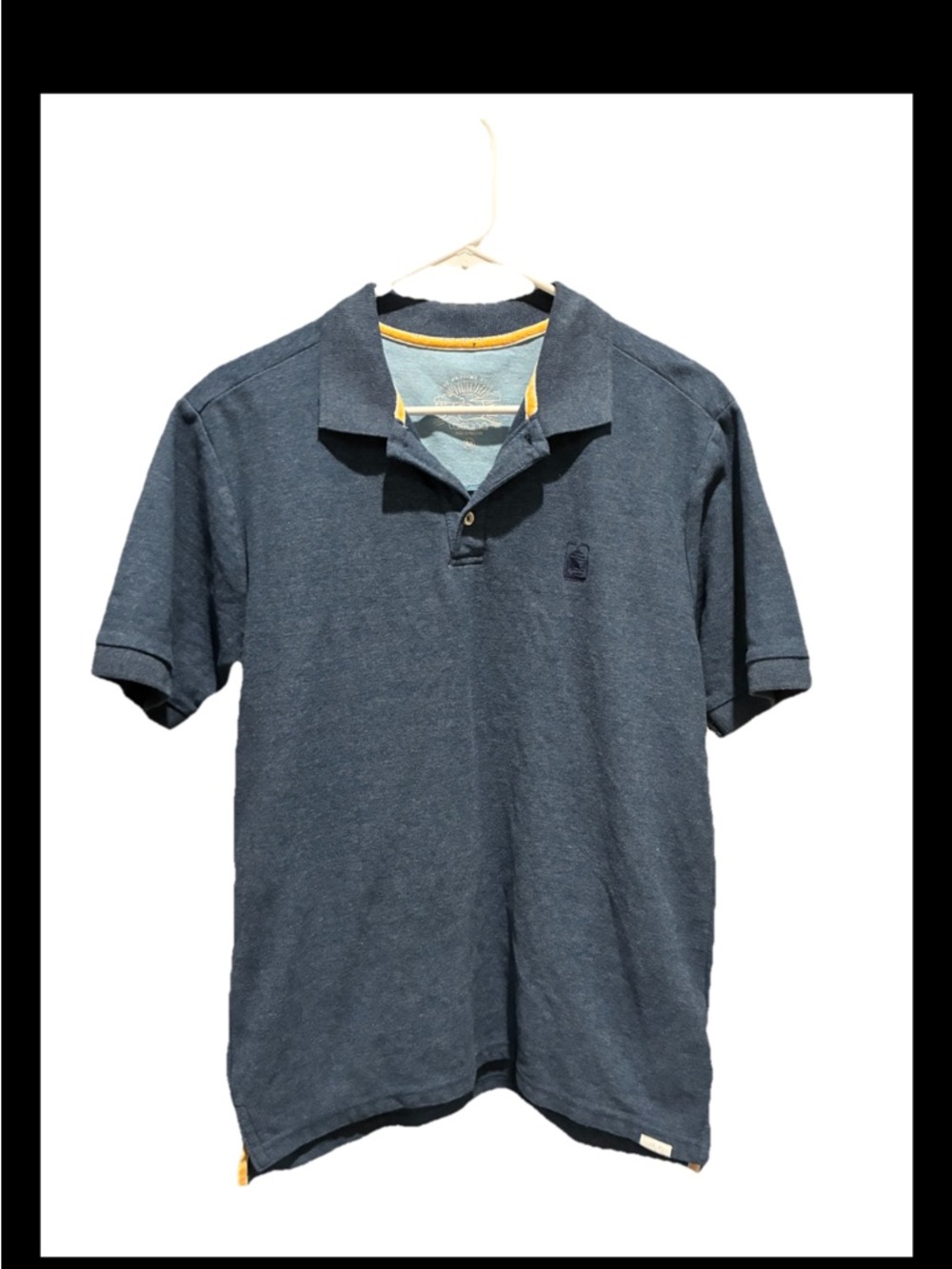 Laguna B Men's Short Sleeve Polo in Navy with Yellow Trim